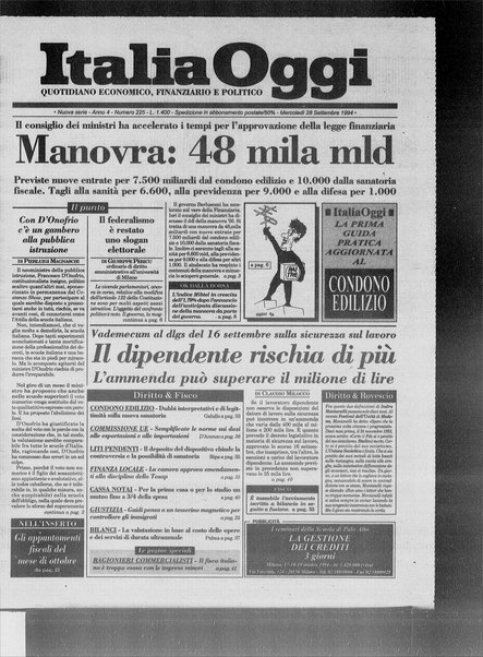 Italia oggi : quotidiano di economia finanza e politica